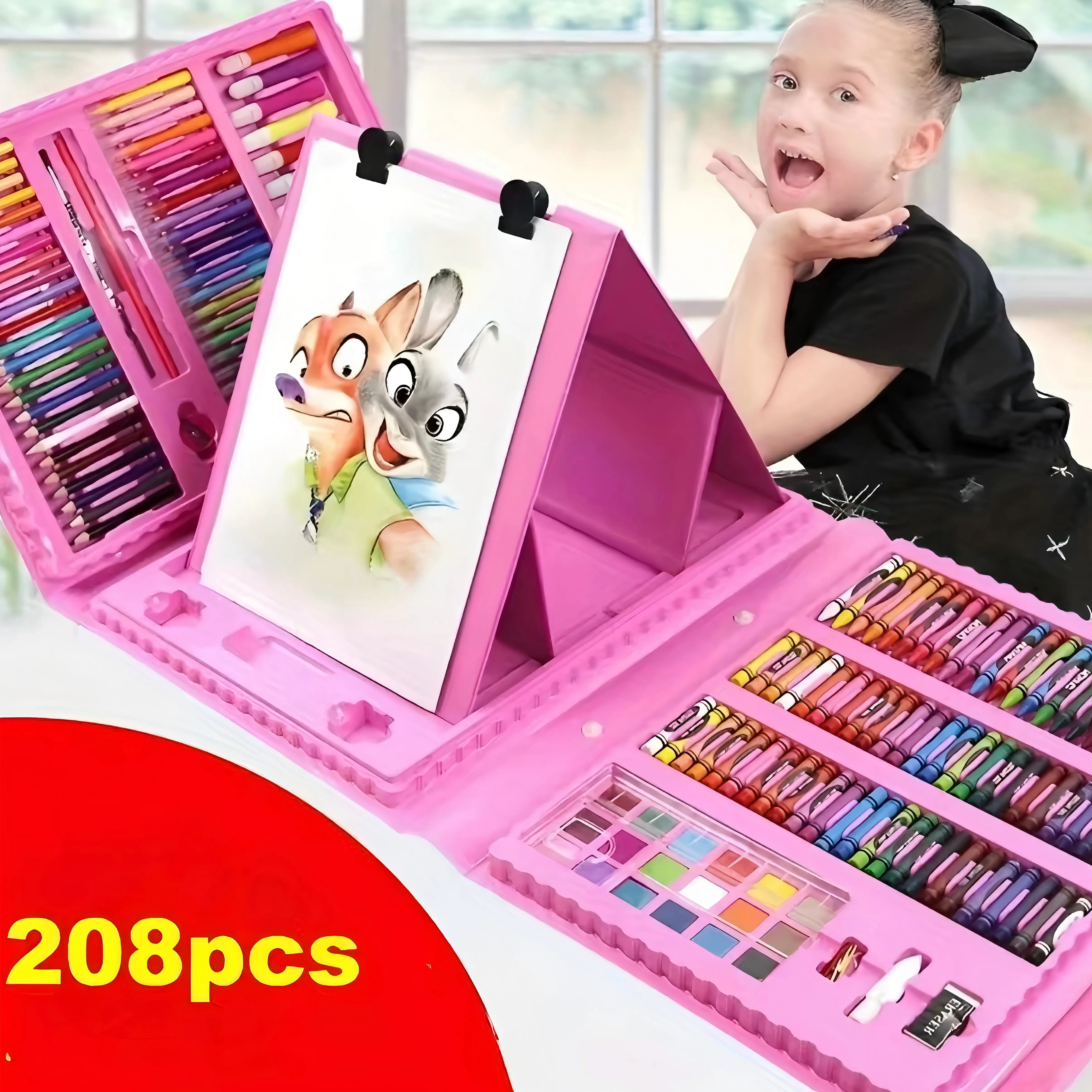 208pcs Super Large Kids' Art Supplies Kit - Includes Crayons, Colored Pencils, Art Marker Pens - Cool Festive Party Gift for Children (Home & Party Supplies), Art Painting, Art Craft Supplies