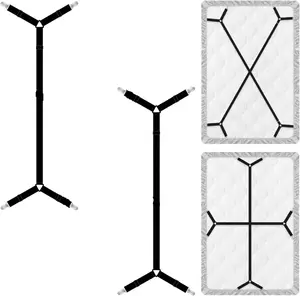 4 count Bed Sheet Straps, Adjustable Fitted Sheet Clips Keeping Sheets Place Heavy Duty,Sheet Straps,Mattress Sheet Holders Keep Sheets Firm & Tight (2-Black)