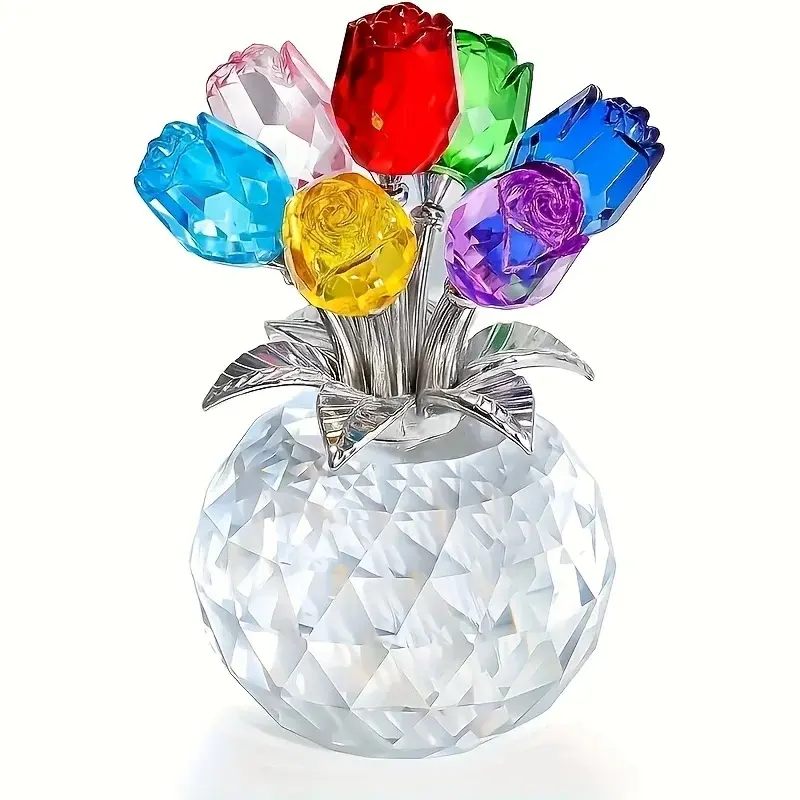 Large Colorful Rose Bouquet - Crystal Rose Bouquet Suitable for Anniversaries, Mother's Day, Valentine's Day - Eternal Rose Decorative Gift