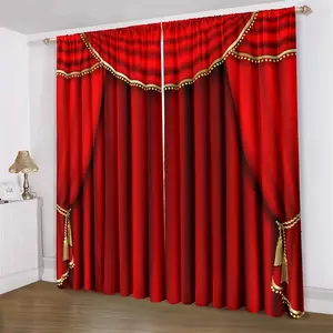 Stage Cloth Pattern, 2 Counts/set Classic Luxury Style Curtain, Window Drapes for Home Living Room Bedroom Decor, Home Decoration Curtain