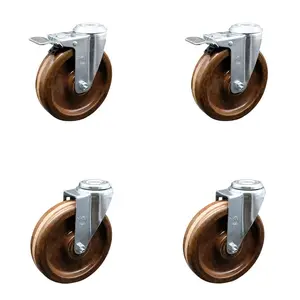 Service Caster SCC-BHTTL20S615-PHSHT-2-S-2 High Temperature Phenolic Swivel Bolt Hole Caster, 6x1.5 in. Brown Lockable Wheels - Set of 4