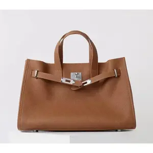 2025 New Horizontal Version Cowhide Leather Handbag with Silver decoration Large Capacity Multi-layer Women's Diagonal Shoulder Bag Classic Style Commuter ladies' bag