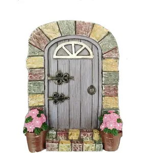 Outdoor Miniature Fairy Garden Doors for Trees Wall Hanging Garden Ornaments Decor Gifts for Fairy Gnome Home Tree Decoration