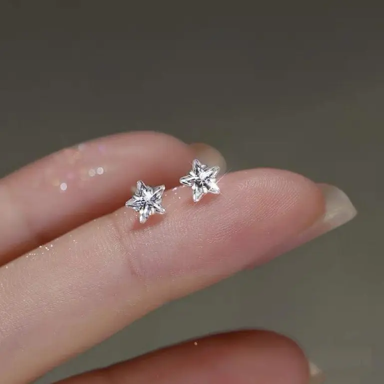 s925 sterling silver Star Stud Earrings，Minimalist Simple Unique Earrings for galentine‘s party valentine’s day gift，fashion zirconia earrings，anniversary holiday jewelry，gift for women