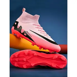 Women's Football Shoes, Comfortable Lace Up High Top Football Cleats, Breathable Football Shoes, Football Cleats for Training & Competition