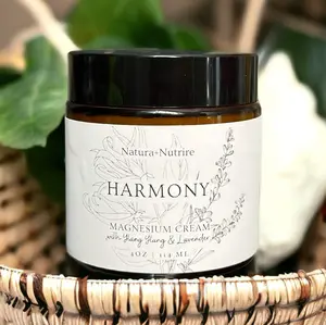 Natura+Nutrire Harmony Magnesium Cream with Sweet Almond, Lavender & Ylang Ylang Oils for Stress Relief, Anxiety & Muscle Pain - Blend, Flower, Moisturizing Body lotion