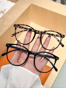 2-Pack Men's and Women's Round Fashion Clear Glasses, Casual Glasses Eyeglasses, Anti-Blue Light Lenses for Daily Wear, Office, and Vacations