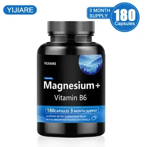 YUJIARE Magnesium + Vitamin B6 180 Capsules 3 Month Supply Support Better Sleep Stress Relief High Absorption Formula