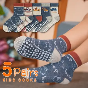 Sosenfer unisex child anti-skid sock,5/10 Pair of Non-Slip Baby Socks for Boys and Girls 12 Months to 7 Years- Soft, Lightweight and Breathable,All Seasons,Suitable for Ankle Socks, Sports Socks, Trampoline Non-Slip Socks, Essential Socks for Toddlers,JH