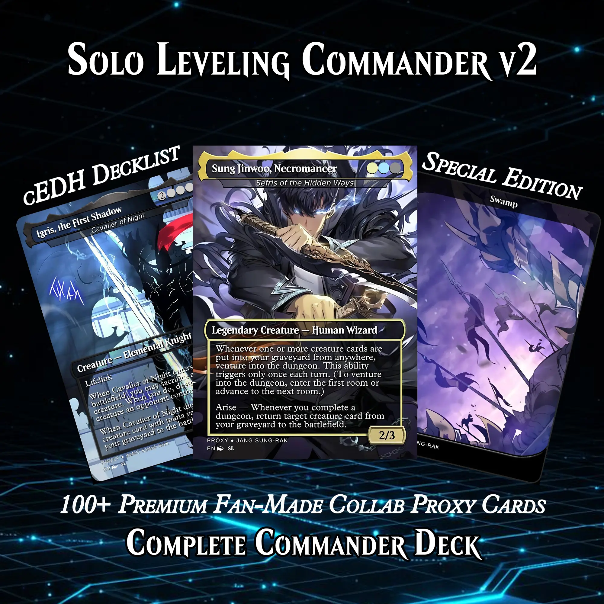 ️ SOLO LEVELING MTG PROXY COMMANDER DECK – VERSION 2 – PREMIUM COLLECTOR SET (117 CARDS)