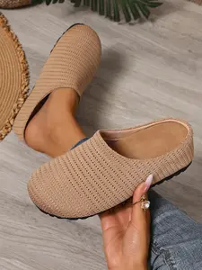 Soft Sole Breathable Flyknit Slip-On Shoes, Comfortable for Long Wear, Suitable for Home and Outdoor Use, Versatile Two-In-One Design