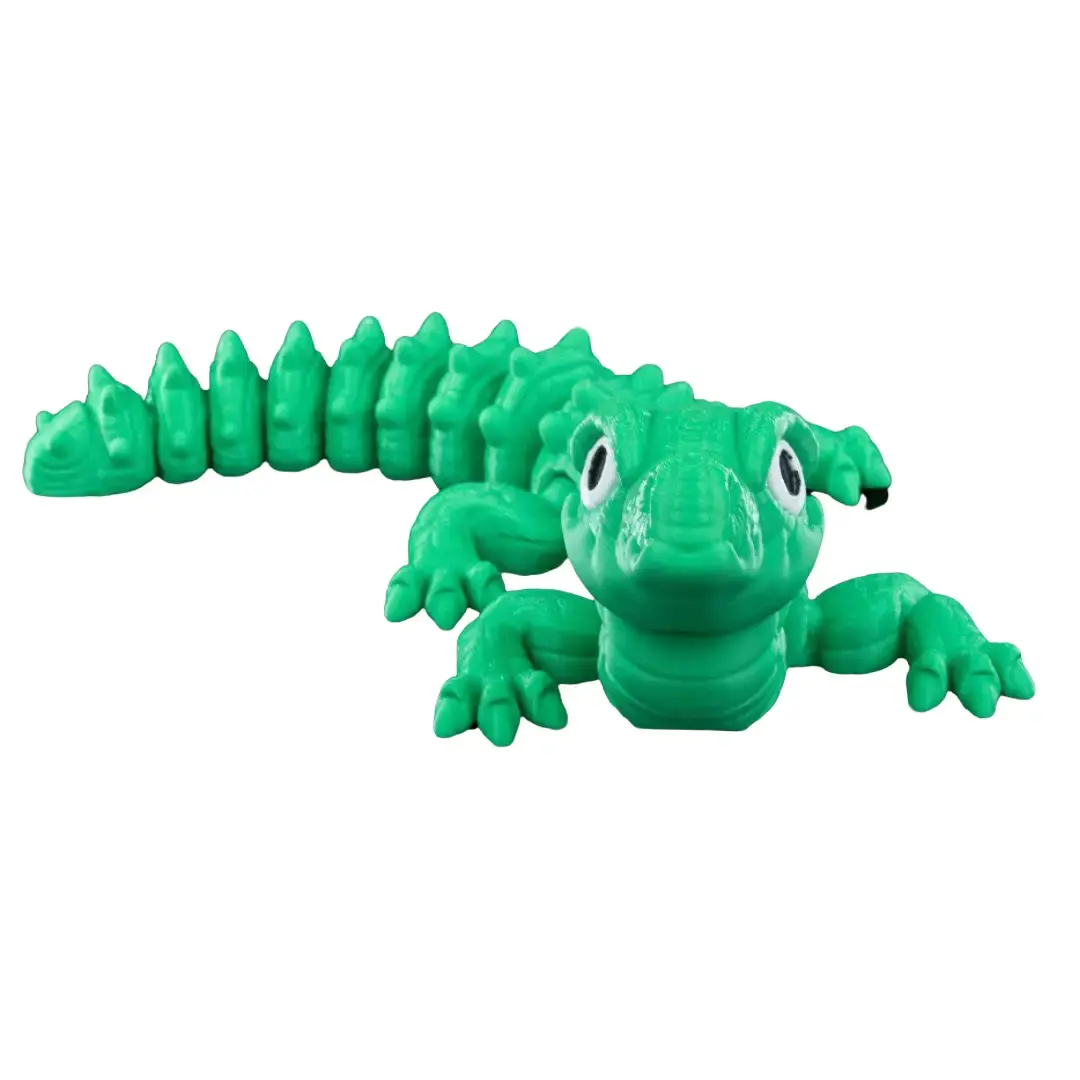 Handmade 3D-Printed Eco-Friendly Articulating Gator Toy - Biodegradable PLA Reptile Puppet, Stress Relief Toy for Kids - Children Development Tool, Home Decoration Gift