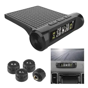 Solar Powered Car TPMS Tire Pressure Monitor System External Sensors Digital LCD Display Auto Tire Pressure Alarm Safety Device