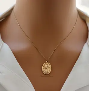 14K Gold Plated St. Francis Oval Pendant Necklace – Meaningful Religious Jewelry for Everyday Faith