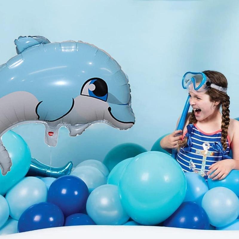 Sea Animal Decoration Kit: Sea Balloons, Octopus Shark Fish Dolphin Hippocampus Crab Scallops Foil Balloons for Baby Shower & Party, Animals Theme Party Decoration