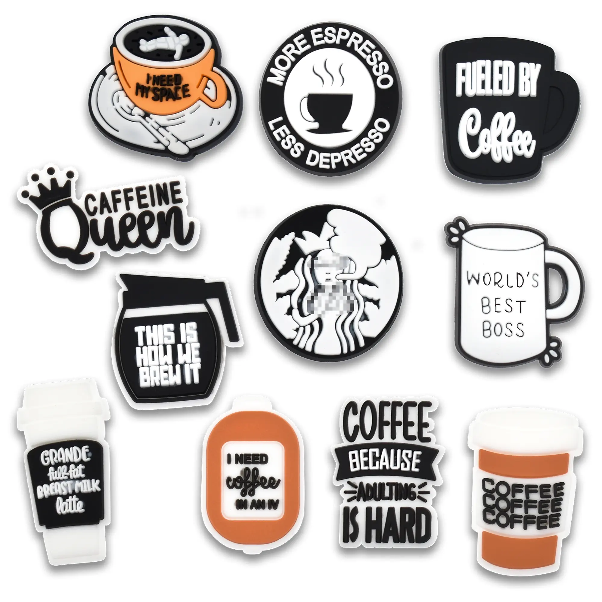 Coffee Croc Charms Drinks 11PCS PVC Clog Pins Accessories Party Favors Birthday Gifts Holidays Decoration for Boys Women Girls