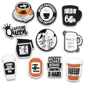 Coffee Croc Charms Drinks 11PCS PVC Clog Pins Accessories Party Favors Birthday Gifts Holidays Decoration for Boys Women Girls