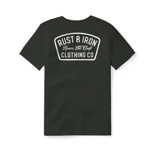 Rust & Iron “Midnight” Tee. Black in color with bold white lettering & logo. Available in size small through 3xl.