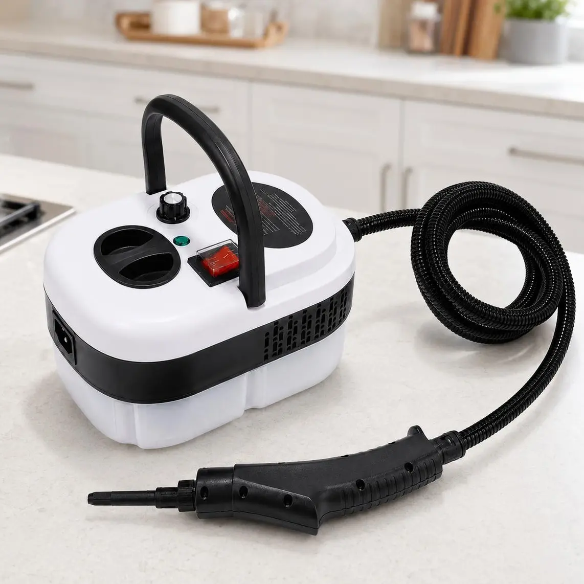 Portable Steam Cleaner with 1200ml Water Tank, 6-Level Adjustable Control & Multi-Purpose Attachments, 1500W  110V Corded for Kitchen, Bathroom, Windows, Tile & Grout cleaning home deep cleaning