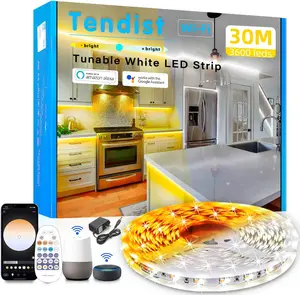 NEW 100FT White LED Strip Lights 3000K-6500K, Alexa Compatible Light Strip Cool and Warm White Dimmable, 24V App Smart LED Light with Remote, Cuttable Under Cabinet Lighting for Kitchen, Bedroom