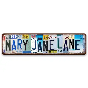 Vintage Mary Jane Lane Letter Pattern Metal Sign, Vintage Garage Signs, Creative Wall Decor, Wall Art for Home, Room, Wall, Restaurant, Bar, Cafe, Garage, Farmhouse Decor