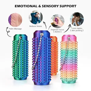 Spiky Sensory Fidget Toy for Adults Clicker Spinner Slider Roller Pain Stimulator Stress Relief Portable Keychain Relieving Gadgets