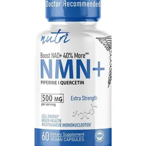 NMN Supplement 500mg NAD Supplement - Nutri Ultra High Absorption Stabilized NMN Nicotinamide Mononucleotide, 40% More NAD+ with Quercetin Phytosome & Black Pepper - mnm supplement (60 Capsules)