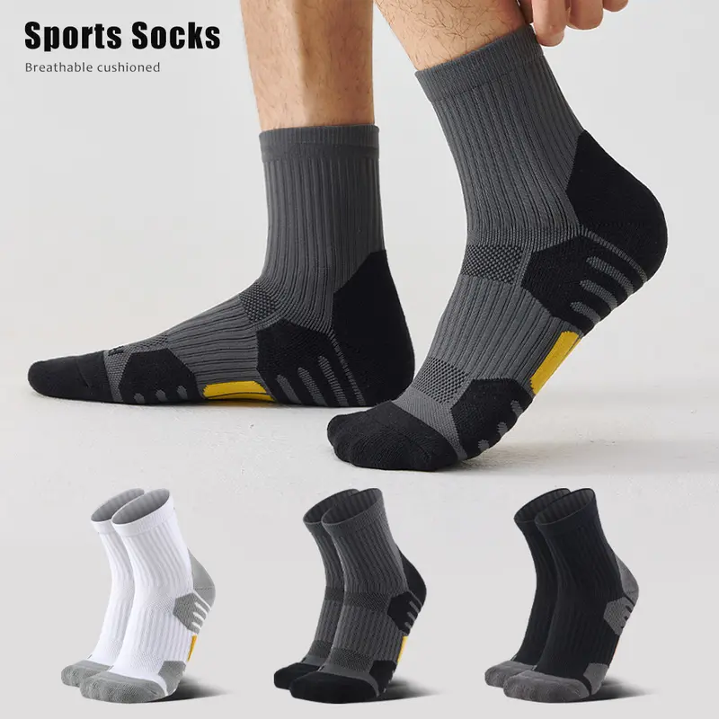 6 Pairs of Men's Quarter Athletic Socks, Cotton Blend with Arch Support and Moisture Management,Multi-Zone Cushioning & Dynamic Fit，Designed for Running, Hiking and Daily Wear，Warmth providing, All-Day Comfort