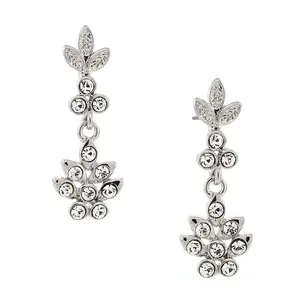 Floral Inspired Clear Crystal Dangle Earrings