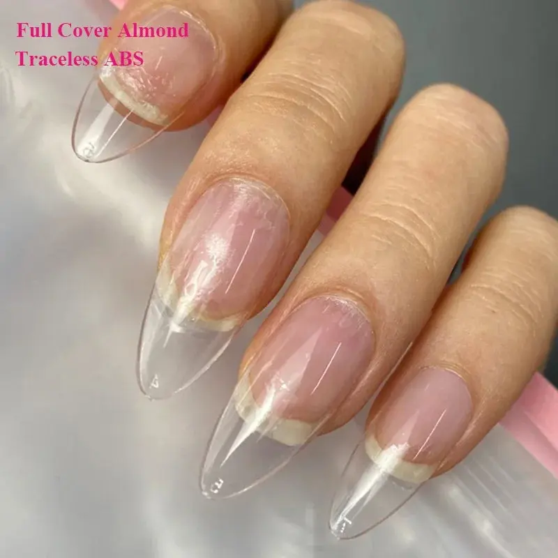 500Pcs Transparent White Press On Nails Short Almond Nail Tips Gel Tips Ultra Clear Coffin Full Cover Short Almond