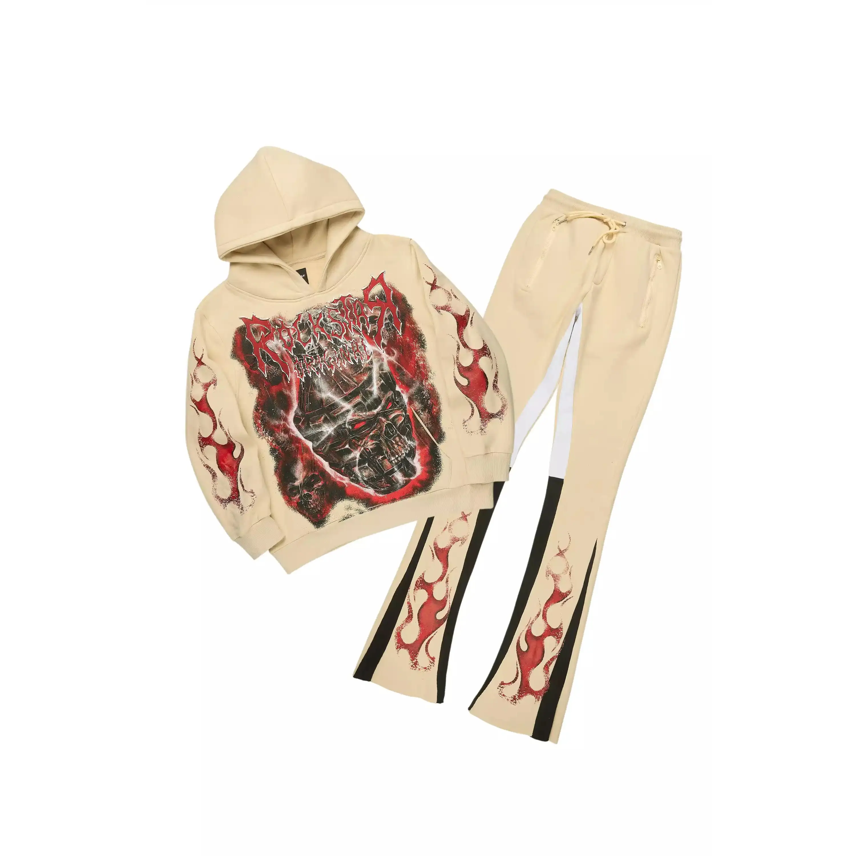 Torrez Beige/Red Hoodie/Stacked Track Set