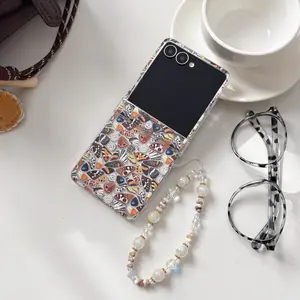 Full Print Butterfly Foldable Phone Case For Samsung Galaxy Z Flip6/Flip5/Flip4/Flip3, With Lanyard Protective Cover