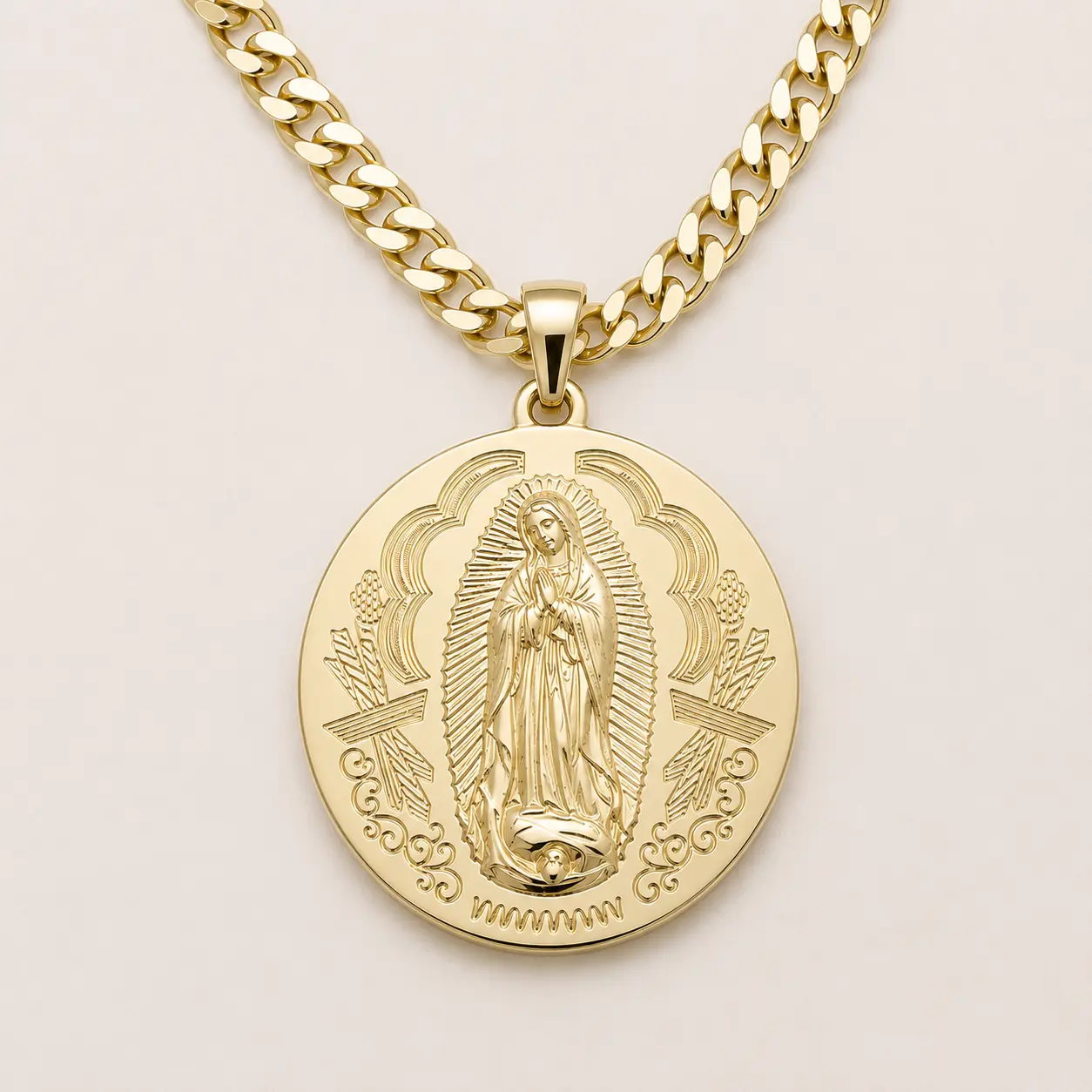 Dije Medallon de virgen con cadena