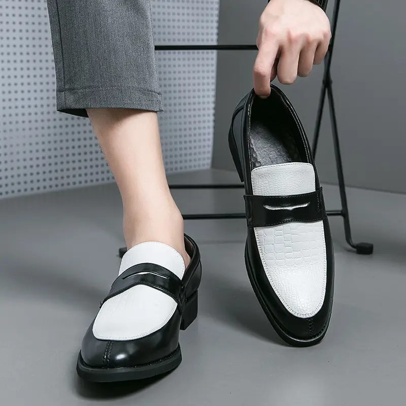 Mens Patent Loafers - Classic Tuxedo Dress Shoes for Wedding Business Party in Rich Colors Round Toe Slip On Plain Pattern Removable Insole