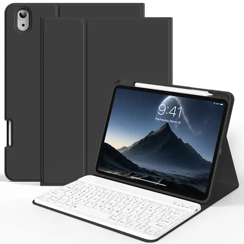 Kenke Magnetic Bluetooth Keyboard iPad Case Foldable Multi-Angle Cover with Pencil Holder for Night Use For iPad 11th Gen (A16) 11'' 2025 iPad 10th Gen 10.9'' 2022 iPad Air 11'' M3 2025 M2 2024 iPad Air 5th/4th Gen 10.9'' 2022 2020, Accessories