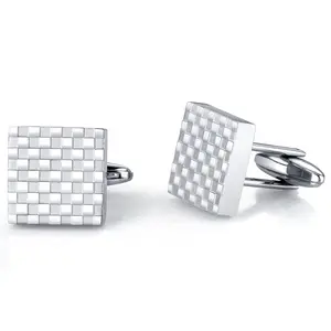 Men's Checkerboard Design Stainless Steel Cufflinks