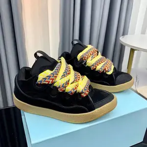 The new winter casual sneakers feature a fashionable and colorful wide lace design, a thick tongue with a retro style, and are suitable for both men and women (curb) real shoes
