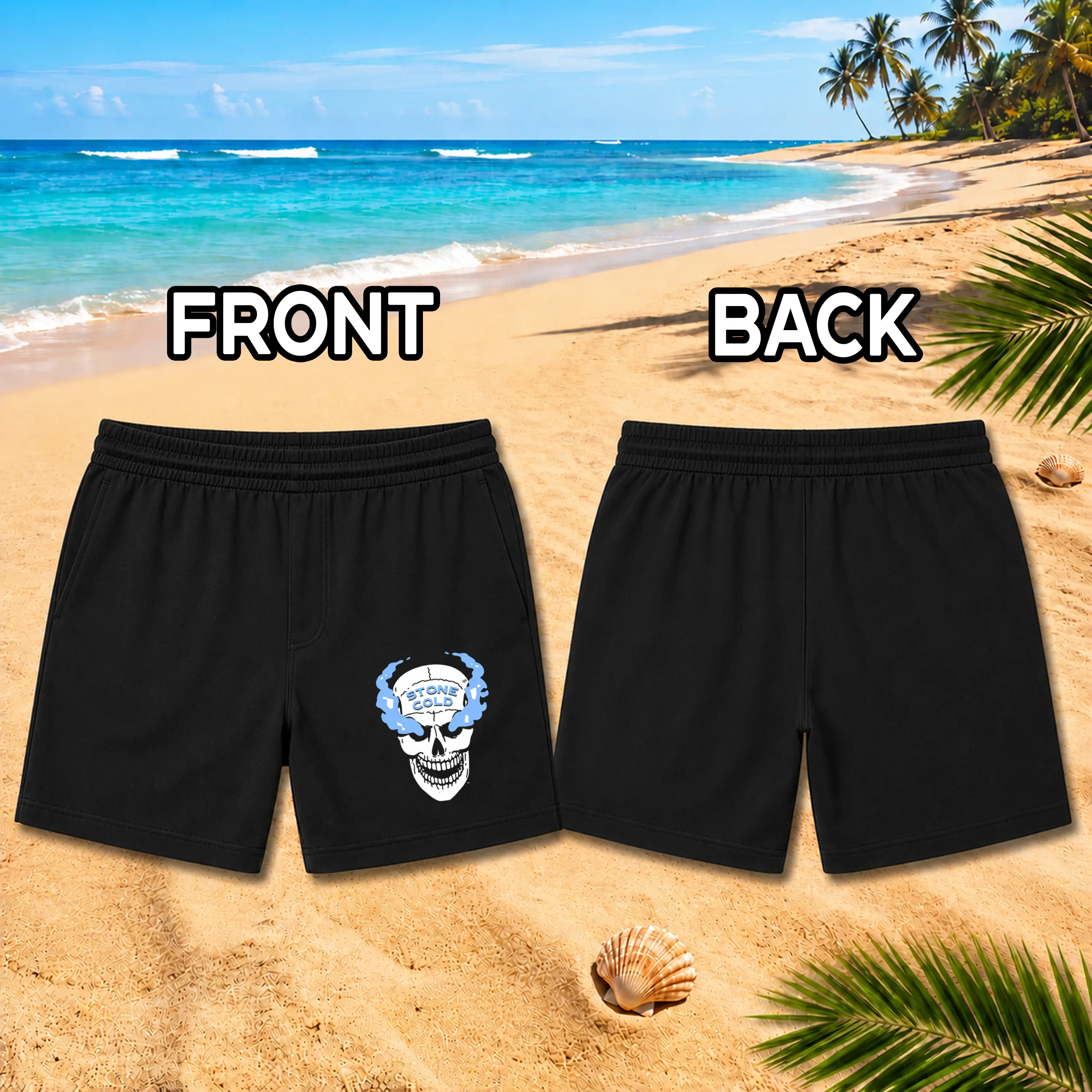Stone Cold Men's Swim Trunks, WWE Hawaian Beach Shorts, Summer Vibes Trunks, Gift For Everyone