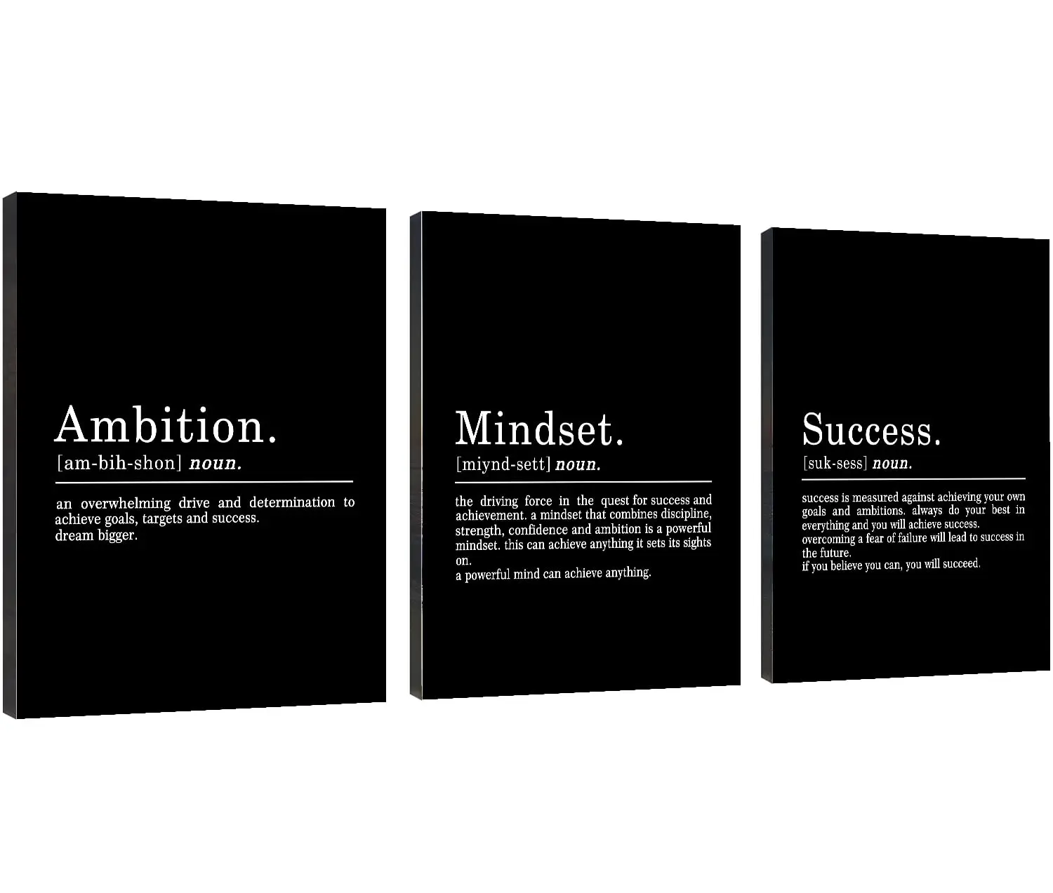 Office Decor - Hustle Quotes Execute Prints, Framed Canvas Wall Art Grind Quote, Office Wall Art, Black Large Poster, Positive Motivational Prints, Inspirational Print, 3 Piece Motivational Wall Set, Minimal Black White Quote Canvas