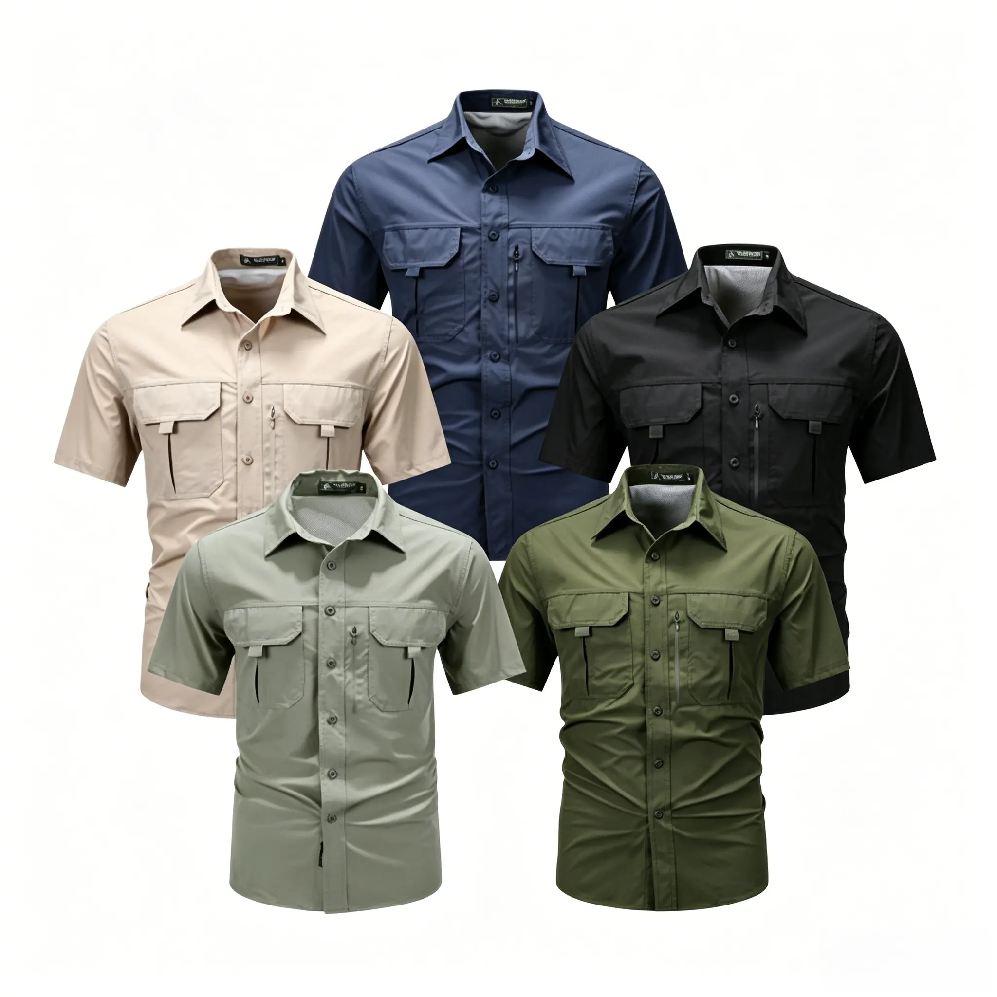 Men’s short-sleeve tactical shirt, quick-dry stretch shirt, multi-pocket outdoor shirt, nylon/spandex shirt, hiking commuter shirt, Father’s Day gift, outdoor gear for dad, breathable back shirt.