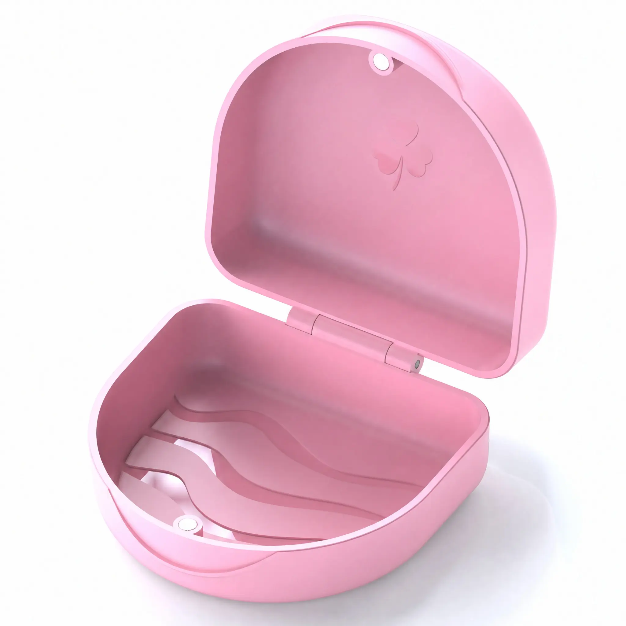 Magnetic Denture Case for Retainer & Mouth Guard, Slim U-Shape Travel Box | Strong Magnetic Snap Aligner Holder, Portable Orthodontic Case for Night Guard & Dental Trays, BPA-Free Odor-Resistant,Pink