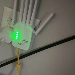 WiFi Extender, 1200Mbps Dual Band 2.4GHz/5GHz Signal Booster with 6 High-Gain Antennas,  Covers Up to 2000 Sq. ft & 30 Devices,Repeater with Ethernet Port, Ideal for Home Studios, Remote Work