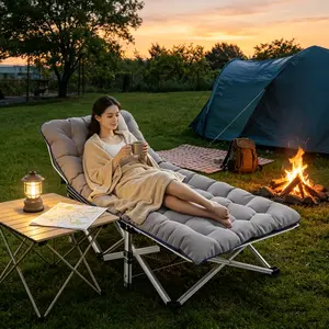 75 Inch Outdoor Folding Bed Camping Bed with FlipMattress Portable Folding Guest Bed Weight Capacity 800lbs Heavy Duty Bed with Carrying Bag Suitable for TeensAdults Travel Garden Balcony Gray and Light BlueOptional