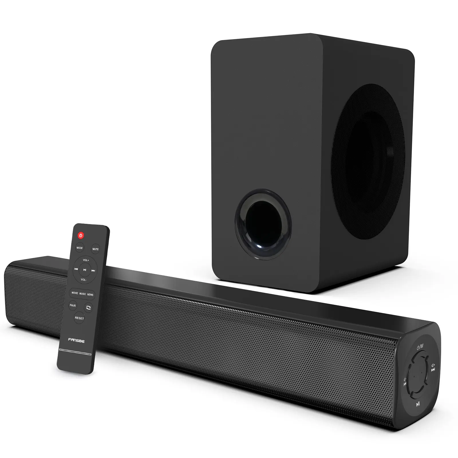【WorldCupMustHave】Fansbe soundbar 2.1 Home audio bluetooth soundbar with Subwoofer with Optical/AUX/HDMI-ARC connectivity for PC gaming during Thanksgiving, including remote control summervibe