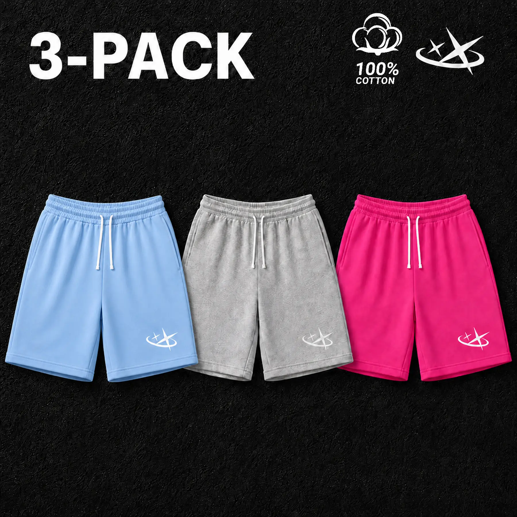 Men’s 3-Pack Athletic Sweat Shorts, Relaxed Fit Pullstring Adjustable Waist, Above-Knee Length with Pockets, Soft Workout Bottoms for Gym Training, Summer Daily Wear, Men’s Shorts