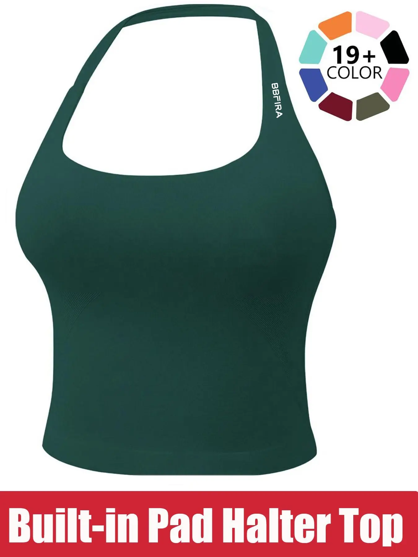 BBFIRA Women's Seamless Halter Neck Yoga Tank Top Removable Padded Sports Bra with Flattering Back Design Quick-Dry Running and Fitness Bra, Workout Bras, Exercise Bra, Seamless Athletic Apparel Yoga Bras