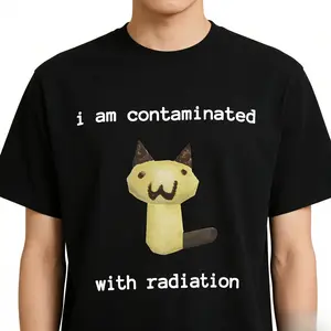 I Am Contaminated with Radiation Funny Cat Meme T-shirt Short Sleeve Men Women Vintage T Shirt MaleCotton T Shirts