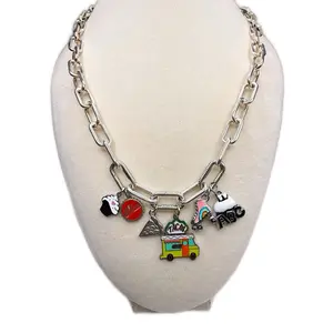 Charm Bar Necklace – S925 Sterling Silver necklace with 3 carabiners included to add and remove charms.  festive, elegant, and totally customizable.