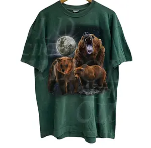 Three Bears Vintage 90s Graphic T-shirts, Retro Alpha Moon Tshirt, Relaxed Washed Shirt, Unisex Galaxy Tee, Nature Bear Lovers Gift Shortsleeve