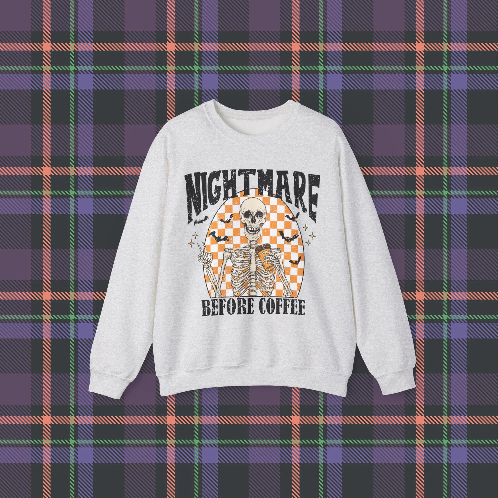 Nightmare Before Coffee Sweatshirt, Halloween Crewneck Jumper, Unisex Pullover, Spooky Gift, Tim Burton Fan Apparel